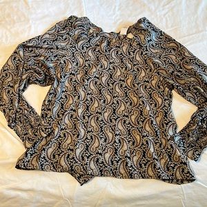 NWT Banana Republic blouse XL, paisley with cutout detail, tie back, full sleeve